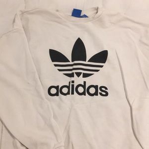 Adidas White Crewneck with Pockets